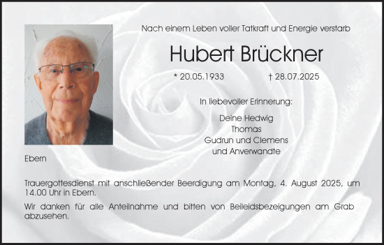 Anzeige von Hubert Brückner von MGO