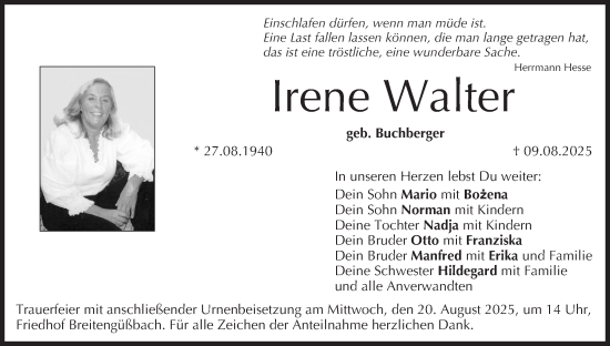 Anzeige von Irene Walter von MGO