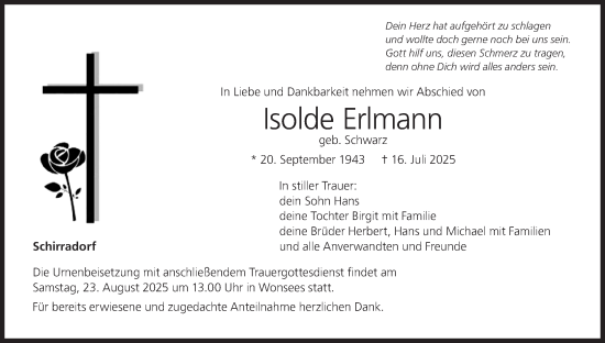 Anzeige von Isolde Erlmann von MGO