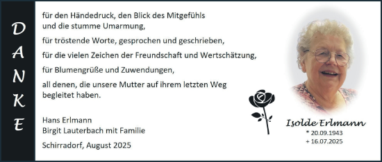 Anzeige von Isolde Erlmann von MGO