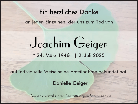 Anzeige von Joachim Geiger von MGO