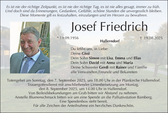 Anzeige von Josef Friedrich von MGO