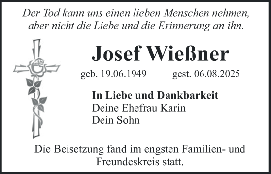 Anzeige von Josef Wießner von MGO