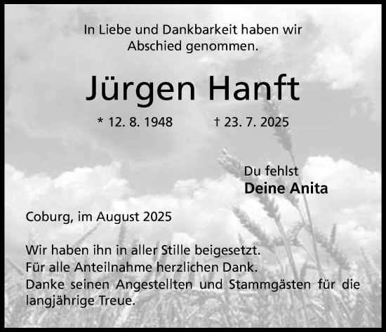 Anzeige von Jürgen Hanft von MGO