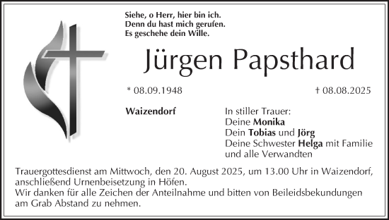 Anzeige von Jürgen Papsthard von MGO