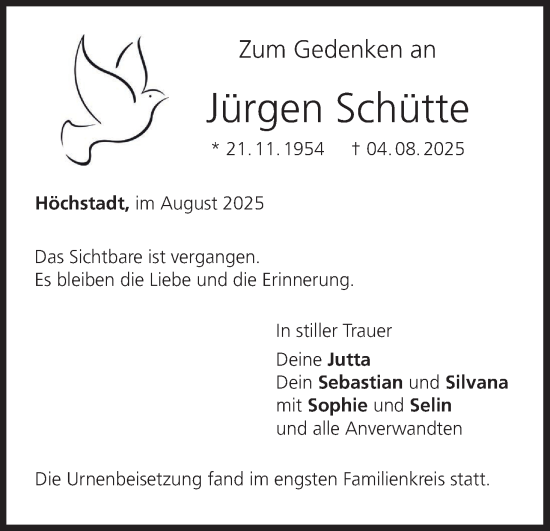 Anzeige von Jürgen Schütte von MGO
