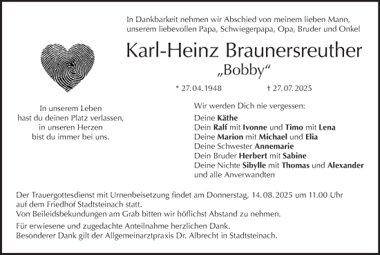Anzeige von Karl-Heinz Braunersreuther von MGO