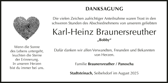 Anzeige von Karl-Heinz Braunersreuther von MGO