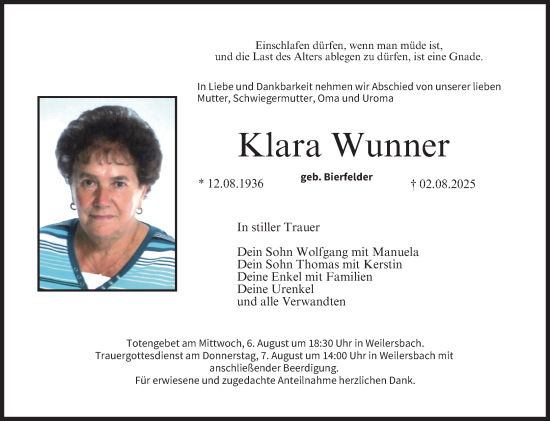 Anzeige von Klara Wunner von MGO