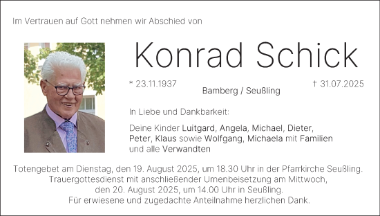 Anzeige von Konrad Schick von MGO