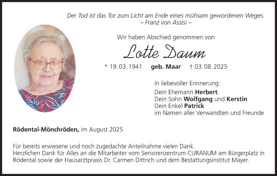 Anzeige von Lotte Daum von MGO