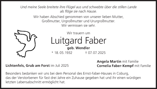 Anzeige von Luitgard Faber von MGO