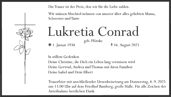 Anzeige von Lukretia Conrad von MGO