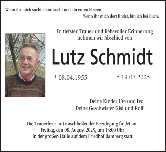 Anzeige von Lutz Schmidt von MGO
