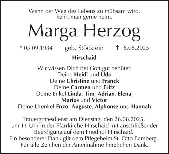 Anzeige von Marga Herzog von MGO