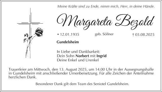 Anzeige von Margareta Bezold von MGO