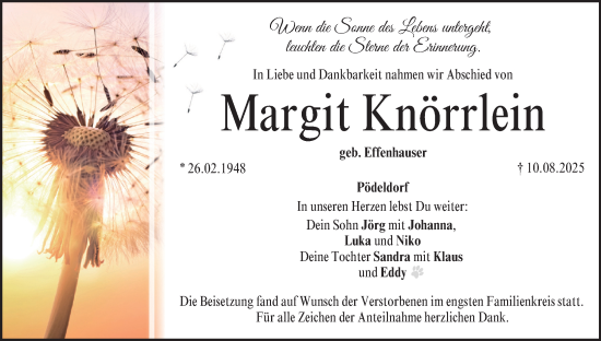 Anzeige von Margit Knörrlein von MGO