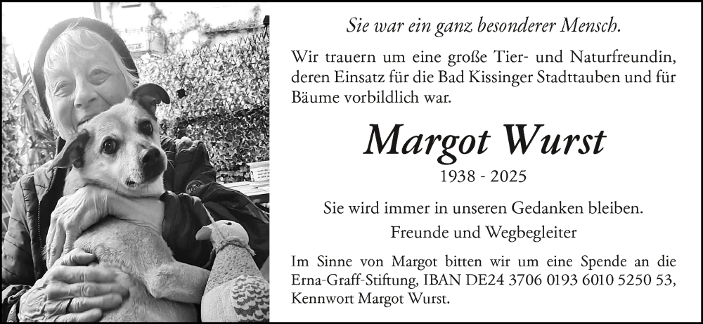  Traueranzeige für Margot Wurst vom 16.08.2025 aus MGO