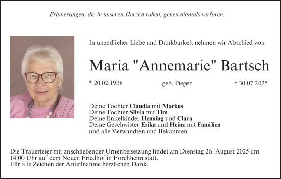 Anzeige von Maria  Bartsch von MGO