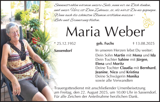Anzeige von Maria Weber von MGO