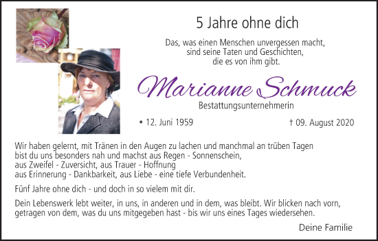 Anzeige von Marianne Schmuck von MGO
