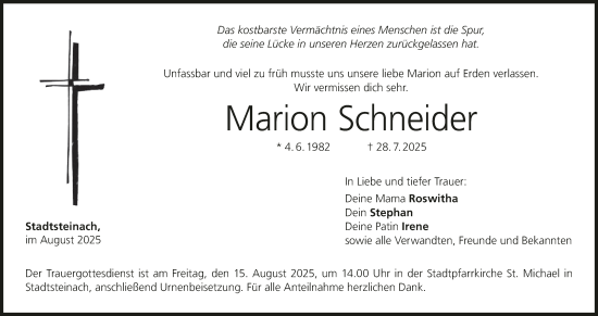 Anzeige von Marion Schneider von MGO