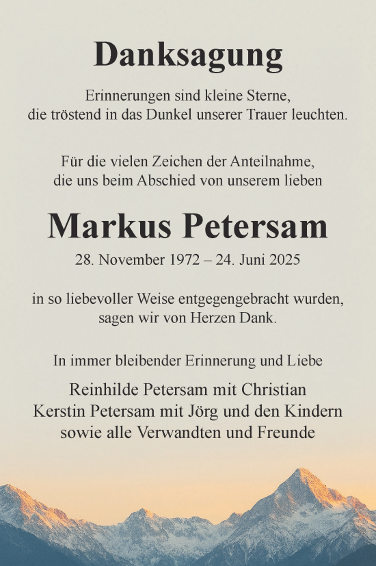 Anzeige von Markus Petersam von MGO