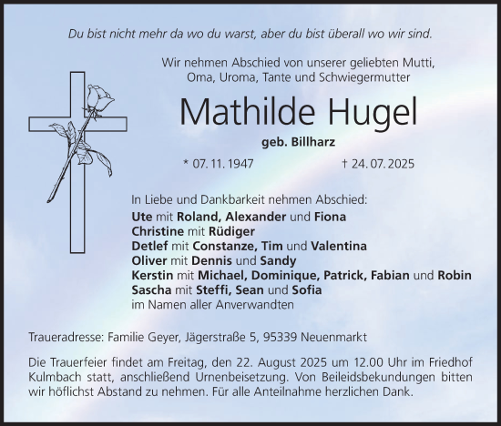 Anzeige von Mathilde Hugel von MGO