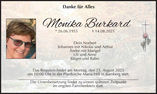 Anzeige von Monika Burkard von MGO
