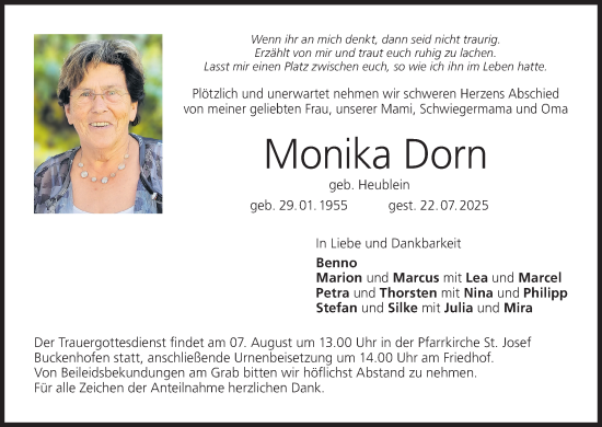 Anzeige von Monika Dorn von MGO