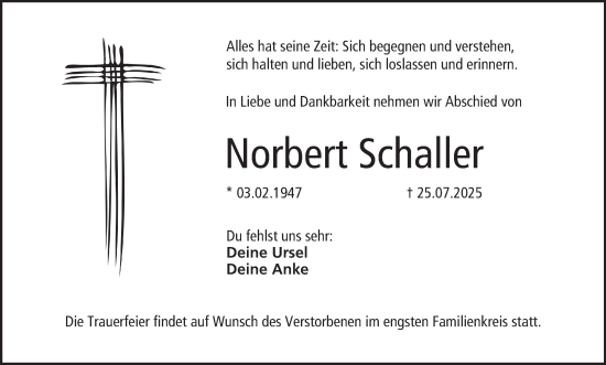 Anzeige von Norbert Schaller von MGO