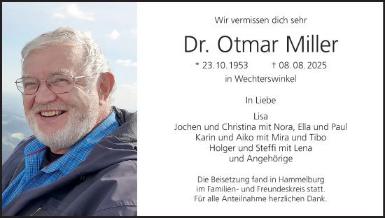 Anzeige von Otmar Miller von MGO