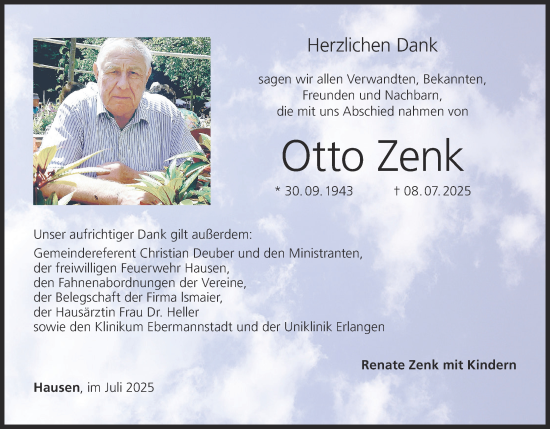 Anzeige von Otto Zenk von MGO