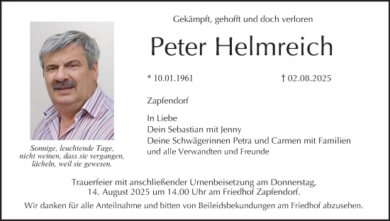 Anzeige von Peter Helmreich von MGO