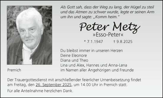 Anzeige von Peter Metz von MGO