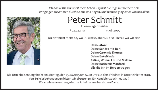 Anzeige von Peter Schmitt von MGO