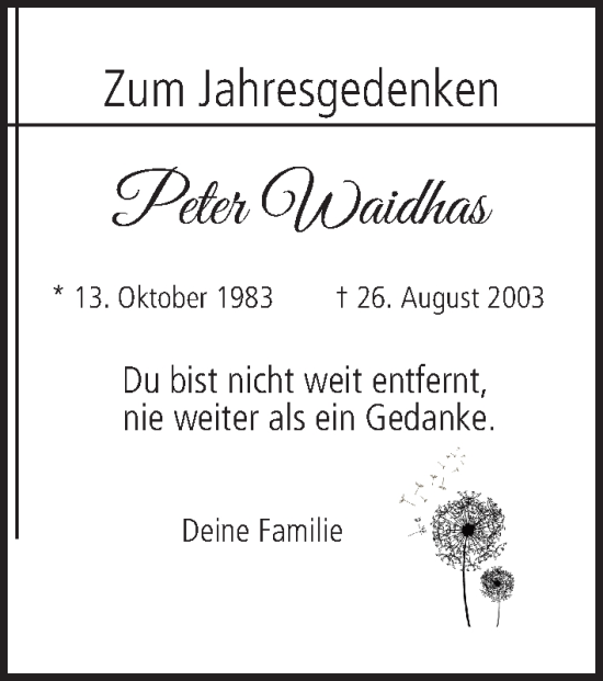 Anzeige von Peter Waidhas von MGO