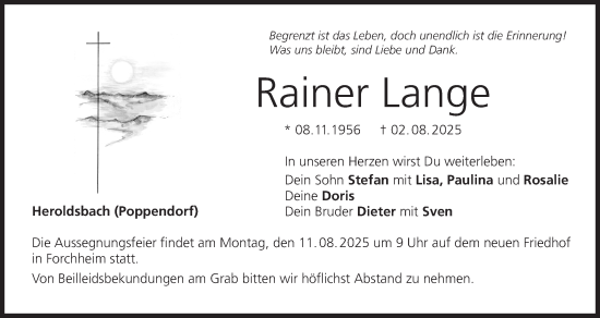 Anzeige von Rainer Lange von MGO