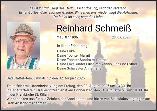 Anzeige von Reinhard Schmeiß von MGO