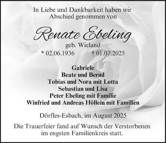 Anzeige von Renate Ebeling von MGO