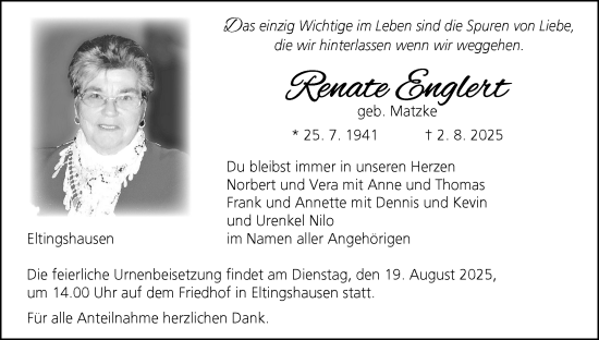 Anzeige von Renate Englert von MGO