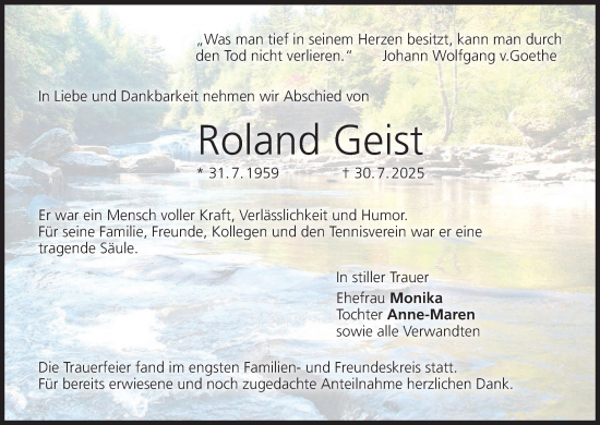 Anzeige von Roland Geist von MGO