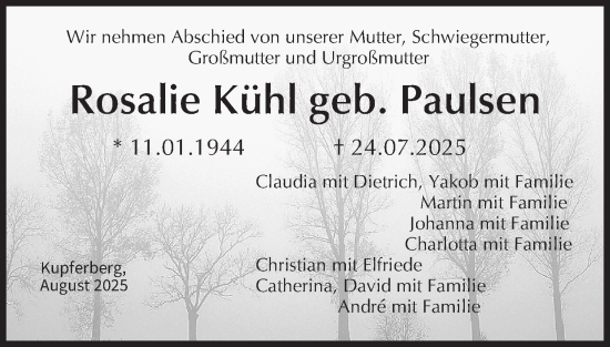 Anzeige von Rosalie Kühl von MGO