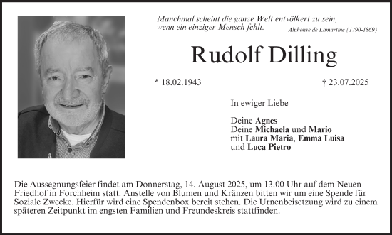 Anzeige von Rudolf Dilling von MGO