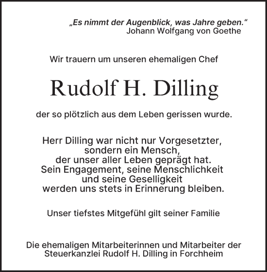 Anzeige von Rudolf Dilling von MGO