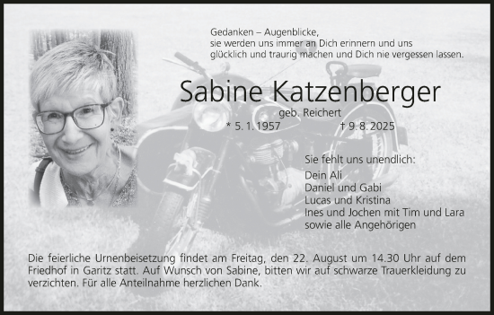 Anzeige von Sabine Katzenberger von MGO