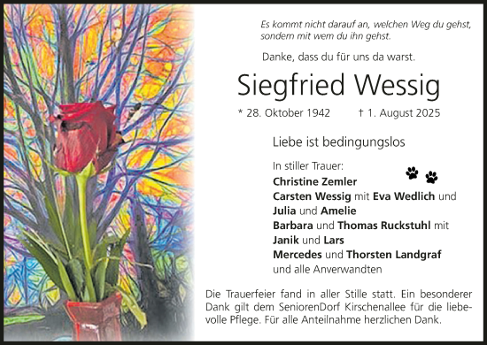 Anzeige von Siegfried Wessig von MGO