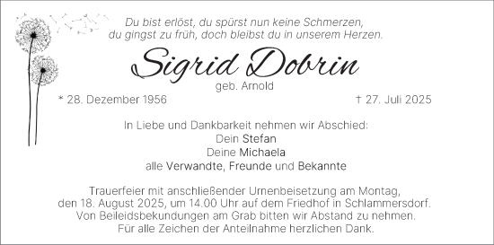 Anzeige von Sigrid Dobrin von MGO