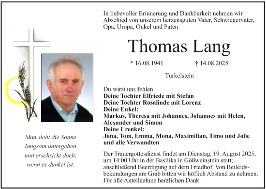 Anzeige von Thomas Lang von MGO