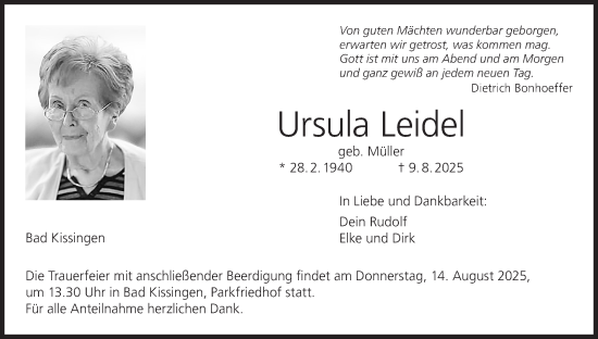 Anzeige von Ursula Leidel von MGO
